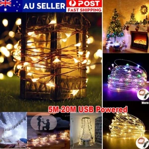 50-200 LED USB Powered Curtain String Fairy Lights Wedding Party Bedroom Outdoor - Picture 1 of 15