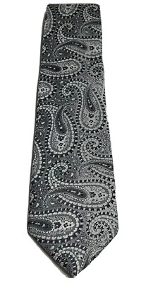 Laurant Bennet Milano Hombre Corbata Gris Plata Negro Paisley Traje de Trabajo  Foto 1 de 4