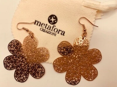 Orecchini, donna, ottone, oro chiaro, oro rosa, palladio, artigianato - Immagine 1 di 2