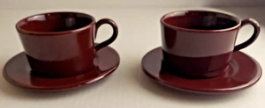 Juegos de tazas y platillos de café de gres Ralph Lauren hechos en Italia 4 piezas borgoña - Imagen 1 de 9