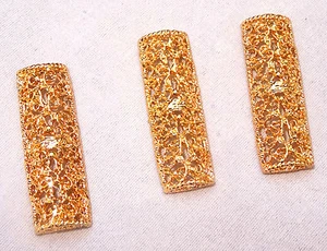 Quality Gold Big Rhineston Rectangle Spacer Beads African Jewelry Bold Findings - Picture 1 of 8