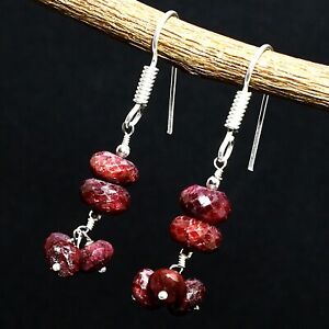 Ruby Natural Gemstone 925 Silver Plated Handmade Earring Women's Gift Jewelry
