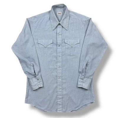 Camisa de Trabajo Lee Vintage Años 60 Rayas Vaquero Occidental Perla A Presión Para Hombre Talla Mediana Foto 1 de 4