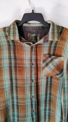Prana Men's Long Sleeve Flannel Shirt Green/Brown Size Large - Image 1 of 4