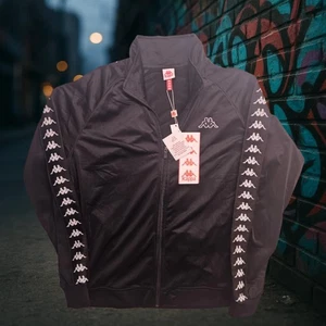 Chaqueta deportiva Kappa Banda Anniston delgada para hombre XL negra blanca con logotipo cinta nueva con etiquetas - Imagen 1 de 8