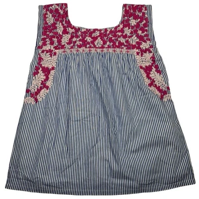 J MARIE Top Túnica Bordada Rosa Fucsia Azul Rayas Sin Mangas Floral XS Foto 1 de 4