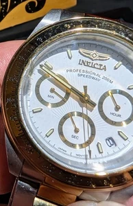 Invicta Speedway 9212 Armbanduhr Herren Riss Weißgold Silber Metall funktioniert - Bild 1 von 16