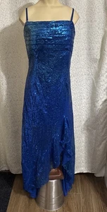 Lucy Gowns Blue Sequins Formal Evening Party Gown Long Dress, NWT, Size 14 - Picture 1 of 3