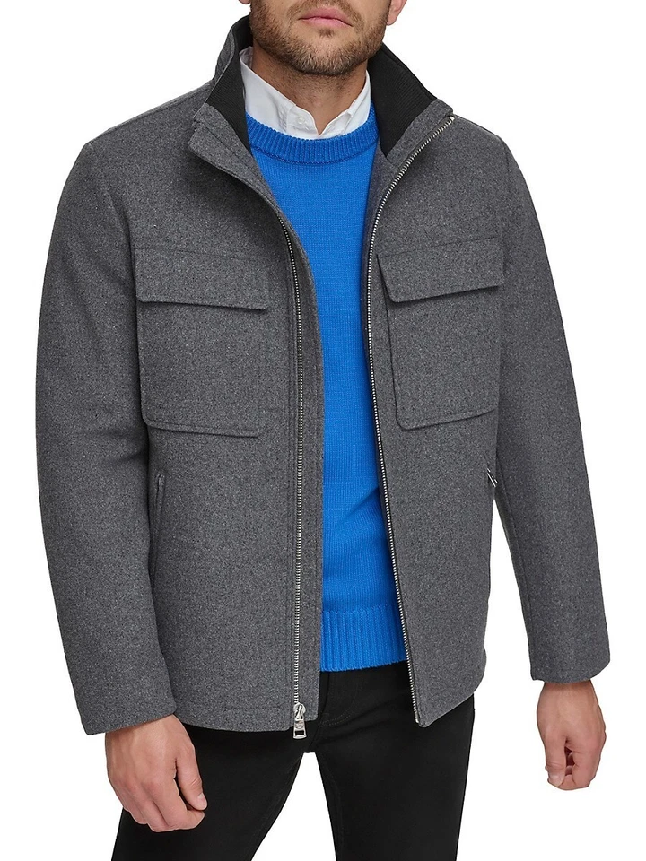 Abrigo de cadera informal Calvin Klein para hombre pequeño gris liso Foto 1 de 1
