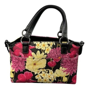 Koltov Olivia Crossbody Bag Purse Satchel Black Pink Floral NEW - Picture 1 of 16