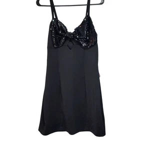 Johnny Wujek JC Penny  Black/Silver Sequin  Mini Dress Party Sleeveless - L NWT - Picture 1 of 14