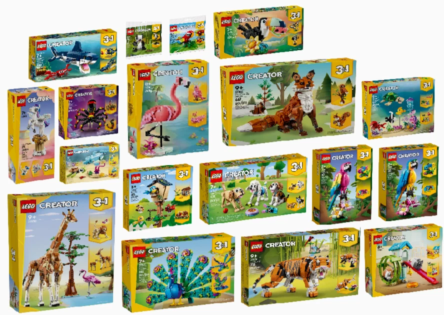 LEGO CREATOR Tiere Zoo Tiger Löwe Hai Fische Vogel Hund Papagei Afrika Pet 3in1 - Bild 1 von 1