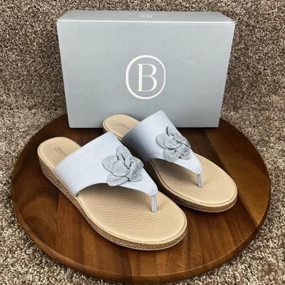 BZees женщин Bloom шлепанцы размер 11 Skyway синий льняной сандалии жизни обувь - Изображение 1 из 4