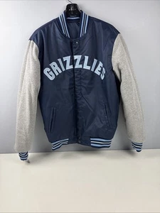 NBA Store Memphis Grizzlies Varsity Jacket Mens Large Reversible Blue Gray  - Picture 1 of 8