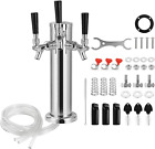 Triple Tap Draft Beer Tower, Stainless Steel 3'' Flange Brewing Tower Stainless 