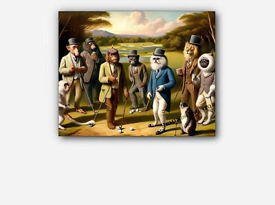 Playing Golf  humorous & surreal twist anthropomorphized Art #3 Reprint - Image 1 of 3