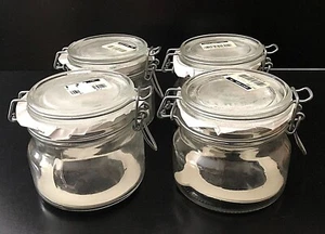 Set of 4 ~ GEMCO 20oz Storage Jars Clear Glass w/Seal & Metal Lock Wide Mouth - Picture 1 of 5