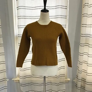 Aritzia Wilfred Free Women Size SM Tan Merino Wool Ribbed Knit Sweater Classic - Picture 1 of 11