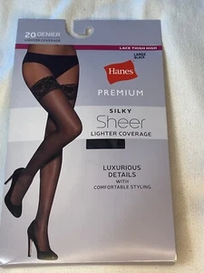 Hanes Premium Silky Sheer Lace Thigh High - Picture 1 of 2