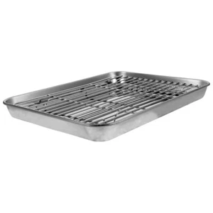 2 Pieces/Set Rectangular Baking Tray Stainless Steel Baking Pan Sheet with - Picture 1 of 12