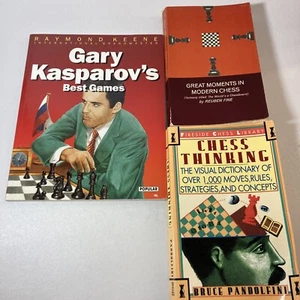 3 PB Chess Bk Lot |chess thinking - great moments in chess-kasparov best games - Picture 1 of 4