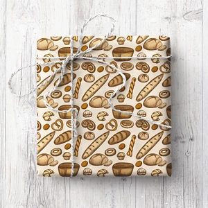 Bread & Pastries (Brown) Wrapping Paper (2 Sheets) - Picture 1 of 1