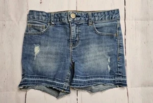 GAP KIDS GIRLS 8 REG MIDI DISTRESSED RIPPED LIGHT WASH ADJUSTABLE JEAN SHORTS - Picture 1 of 15