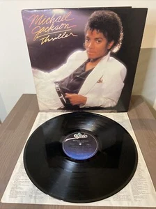 Rare Michael Jackson Thriller Vinyl with lyric sheet LP QE38112 original 1982 vg - Picture 1 of 3