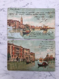 PAIR OF OLD POSTCARD VENICE CANAL GRANDE AND CHURCH OF HEALTH OLD POSTCARD - Picture 1 of 2