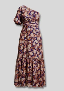 Maxi Vestido Para Mujer AMUR Azul Claudia Un Hombro Floral Talla 6 - Imagen 1 de 8