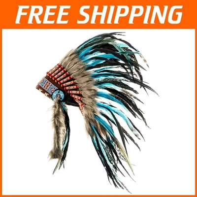 Handmade Feather Headdress - Unisex Native American Inspired Festival Accessory - Image 1 of 4