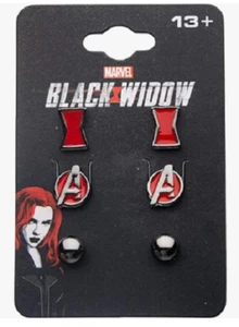 Black Widow Movie Earrings 3-Piece Set - New - Free Shipping - Picture 1 of 2