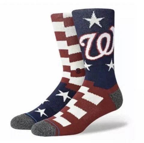 Men’s STANCE Washington Nationals Brigade Crew Socks USA Salute Size 9-13 Large Cover