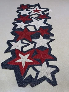 Storehouse 4 de julio EE. UU. Estrellas patrióticas corredor de mesa con cuentas 13” x 36” nuevo - Imagen 1 de 6