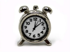 Alarm Clock Chrome, Dolls House Miniature, Bedroom Accessory - Picture 1 of 1