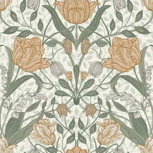 4080-33006 Fillippa Green Tulip Scandinavian Non Woven Wallpaper - Picture 1 of 3