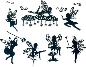 FAIRY / FAIRIES PLAYING, RESTING, & DANCING SILHOUETTE DIE CUT /CUTS by J. SHEEN - Picture 1 of 10