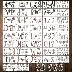 Creative Calligraphy Stencil Set - 42 Reusable Cursive Alphabet Templates for Ar - Picture 1 of 4