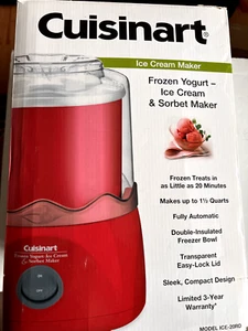 CUISINART FROZEN YOGURT ICE CREAM SORBET MAKER MACHINE 1.5 QT ICE 20R (RED) - Picture 1 of 10