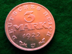 3 Mark 1922 J, Alu, sehr schön - Bild 1 von 2