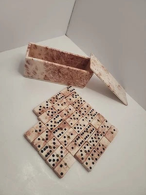 "Juego de dominó artesanal de mármol rosa de México 7"" dominó completo (29)"  Foto 1 de 4