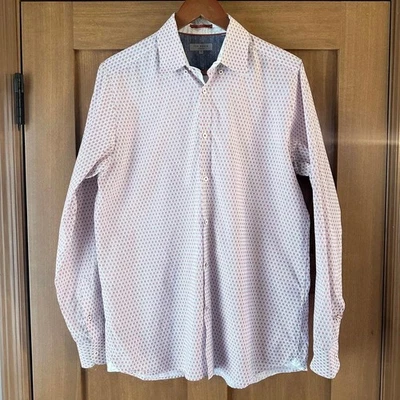 Camisa de vestir Ted Baker Mocojum rosa algodón estampado geoazulejo para hombre talla 4 (grande) Foto 1 de 4