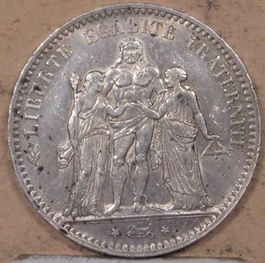 France 1875-A Silver 5 Francs Hercules. #36 - Picture 1 of 5