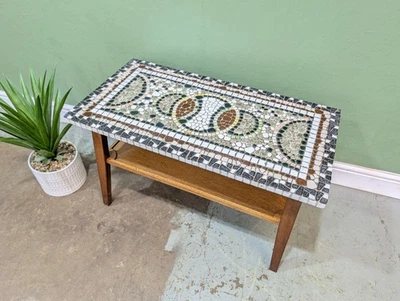 Vintage Mid Century Mosaic Coffee Table Tiled Tick And Oak Retro Cool Funky - Image 1 of 4