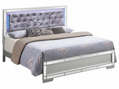 Glamorous Silver Champagne Queen Bed - Imagem 1 de 4