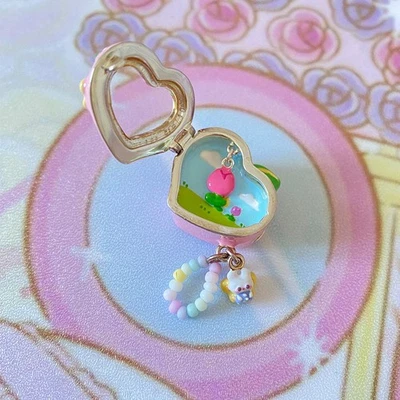 925 sterling silver movable tulip in heart locket charm for bracelet - Image 1 of 4