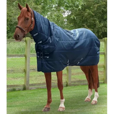Premier Equine 100g Stratus Stable Rug With Neck Cover in Navy - Image 1 of 4