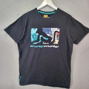 Vintage Drunknmunky T-Shirt Herren XL schwarz Y2k 00s Monkey Crew Neck Tee - Bild 1 von 12