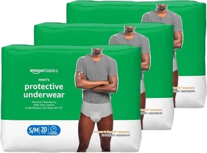 Amazon Basics Incontinence Underwear, Men, Maximum Absorbency, Small S, 60 Ct - Picture 1 of 6