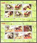 2012 Bułgarskie konie fauny 2 x pełny zestaw + 4 winiety na 2 mini arkuszach MNH